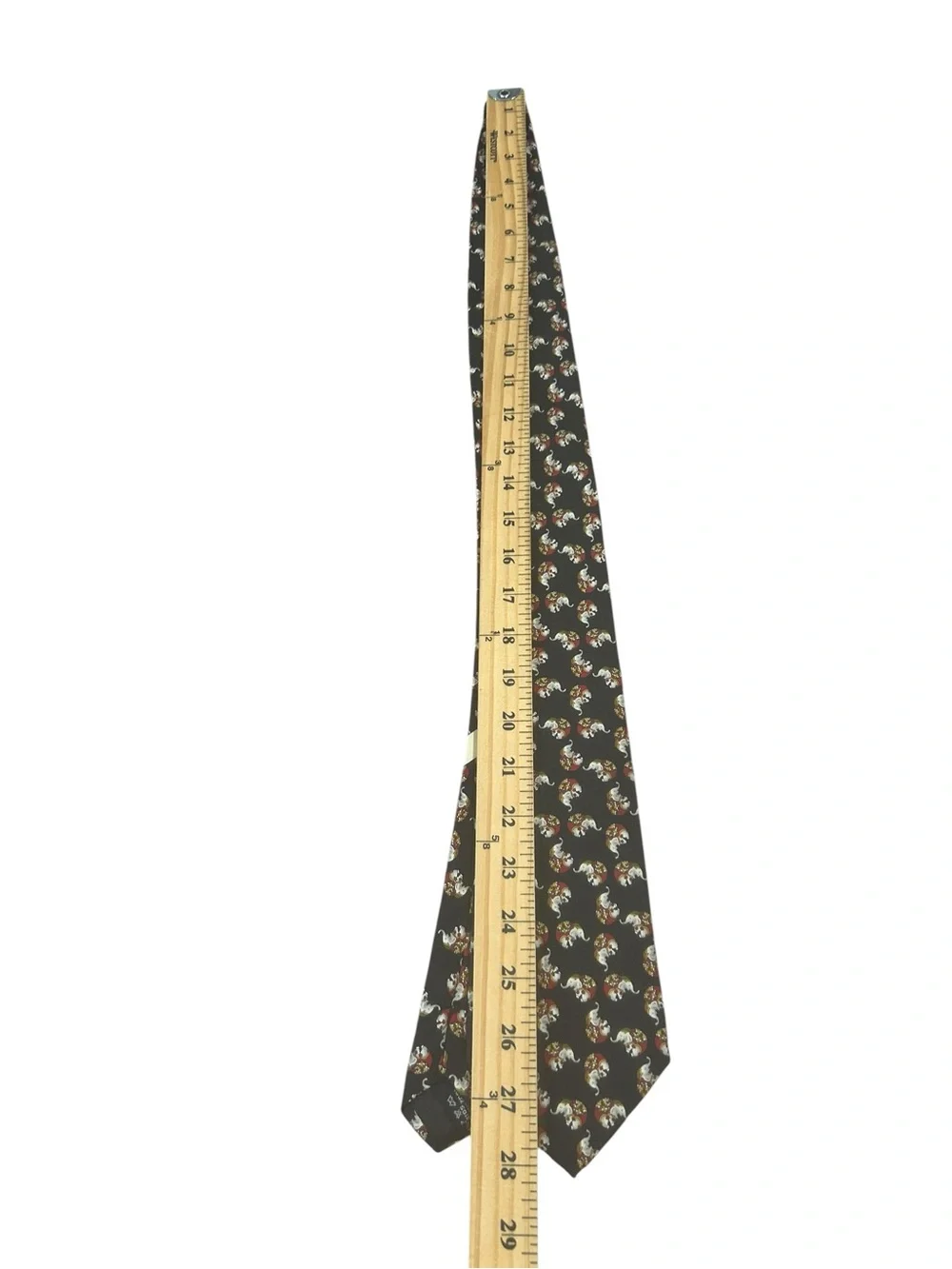 Salvatore Ferragamo Elephant Print 100% silk Tie Black Italy Designer whimsical
